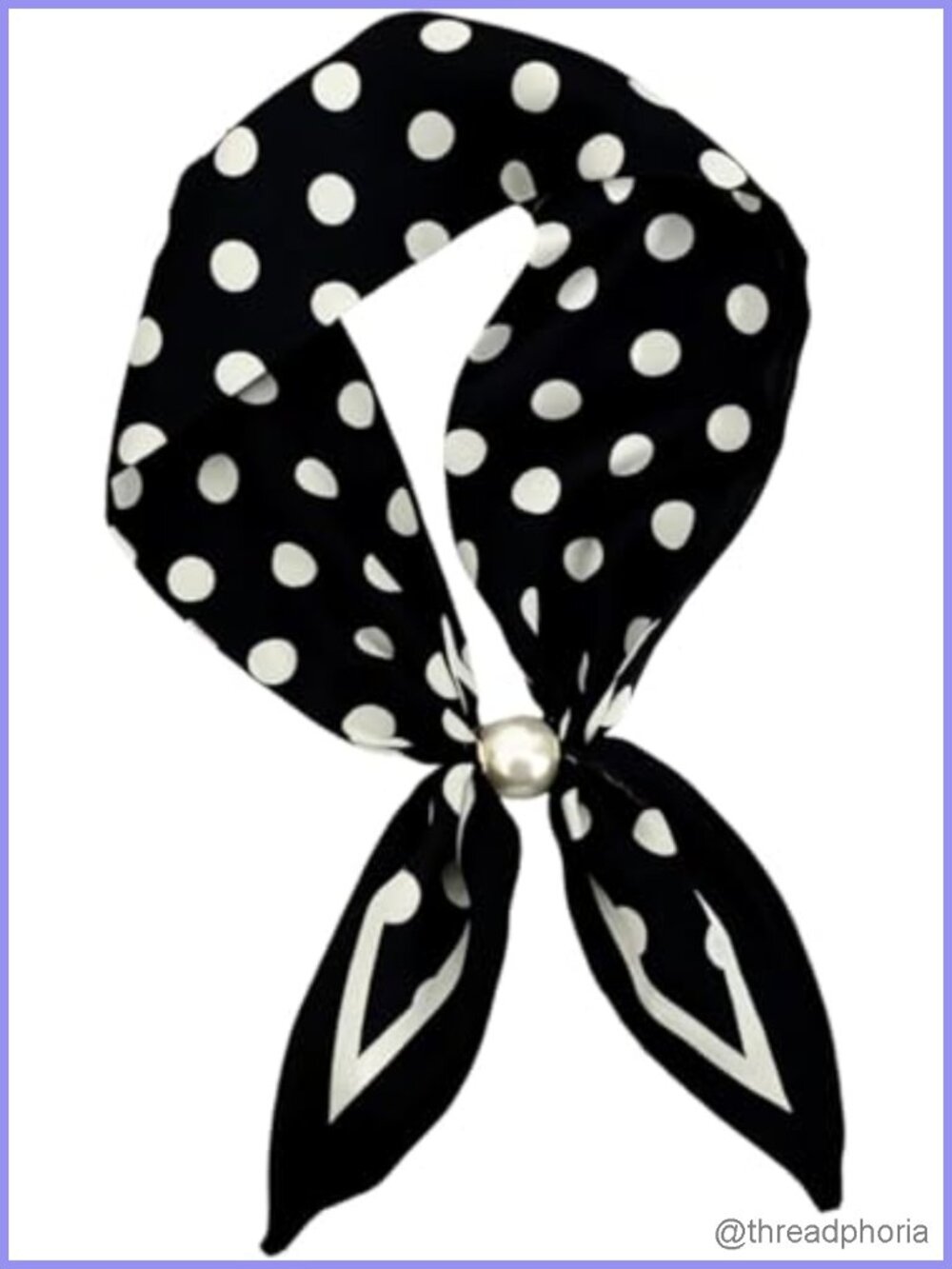 Satin Neck Scarf Magnetic Pearl Buckle Retro Floral Print Elegant